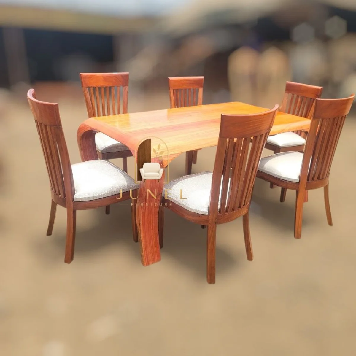 Nuru 6-Seater Solid Mahogany Dining Set