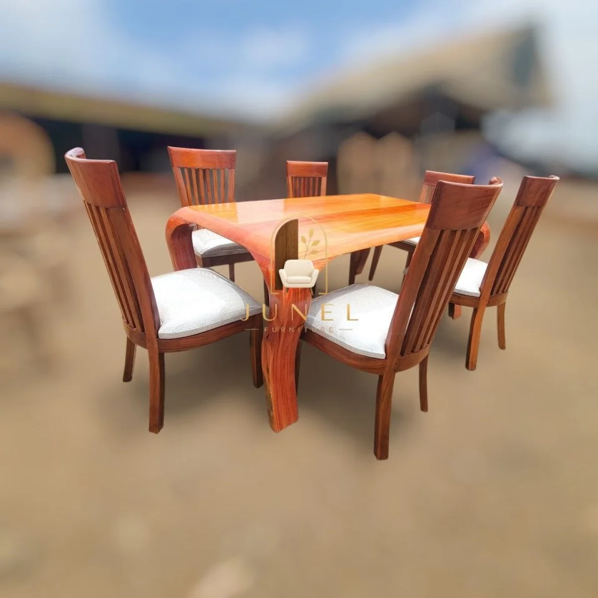 Nuru 6-Seater Solid Mahogany Dining Set